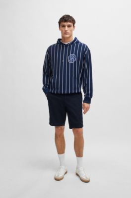 Shorts slim fit de sarga de algod&oacute;n el&aacute;stico, Azul oscuro