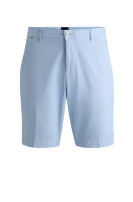 Shop Hugo Boss Slim-fit Shorts In Stretch-cotton Twill In Light Blue