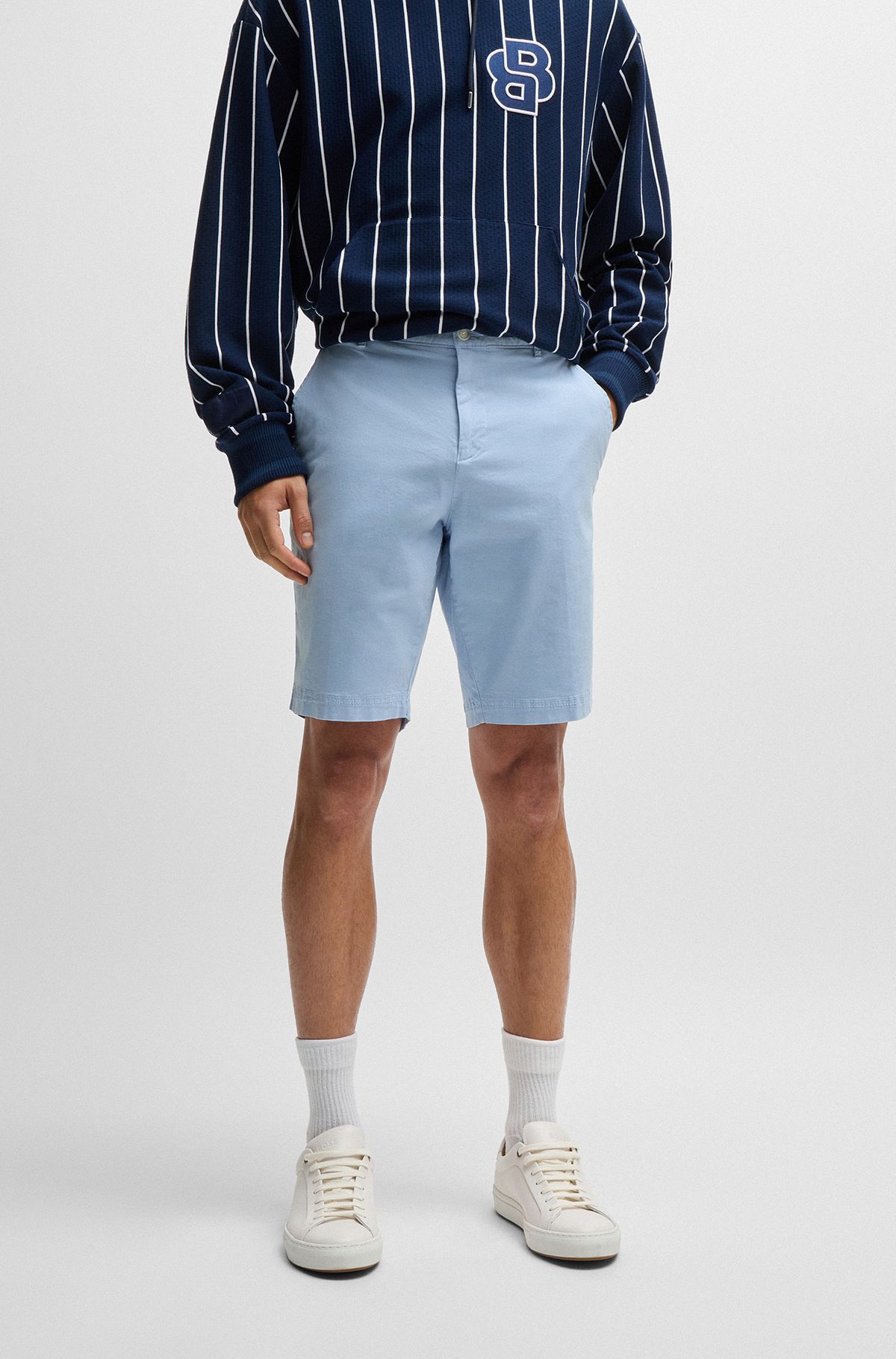 BOSS - Regular-fit shorts in printed stretch-cotton twill
