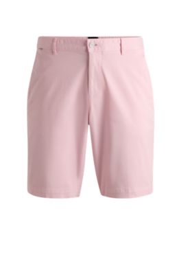 Shop Hugo Boss Slim-fit Shorts In Stretch-cotton Twill In Light Pink
