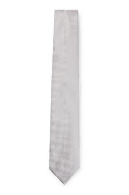 Hugo Boss Silk-blend Tie With All-over Jacquard Pattern In Gray