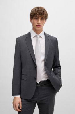 Silk-blend tie with all-over jacquard pattern, Light Grey