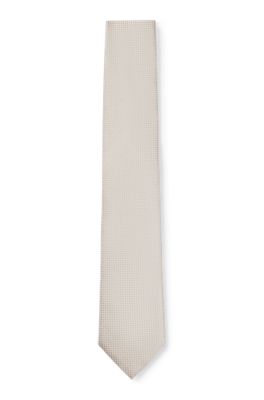 Hugo Boss Silk-blend Tie With All-over Jacquard Pattern In White