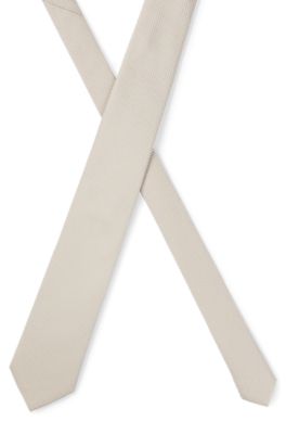 Silk-blend tie with all-over jacquard pattern, Light Beige