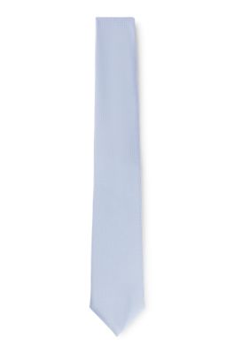 Silk-blend tie with all-over jacquard pattern, Light Blue