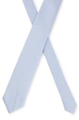 Silk-blend tie with all-over jacquard pattern, Light Blue