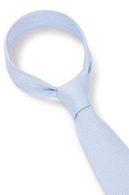 Silk-blend tie with all-over jacquard pattern, Light Blue