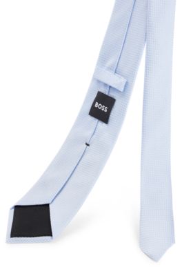 Silk-blend tie with all-over jacquard pattern, Light Blue