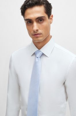 Silk-blend tie with all-over jacquard pattern, Light Blue