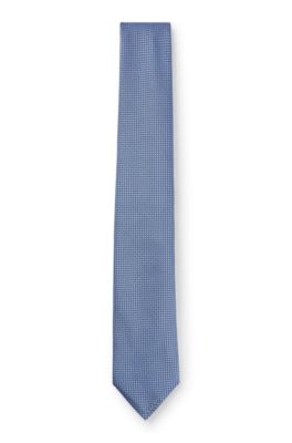 Silk-blend tie with all-over jacquard pattern, Light Blue