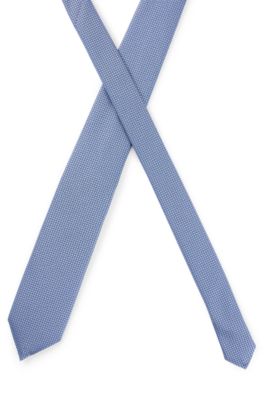 Silk-blend tie with all-over jacquard pattern, Light Blue