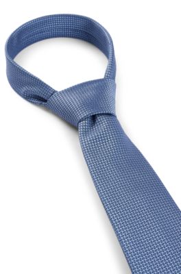 Silk-blend tie with all-over jacquard pattern, Light Blue