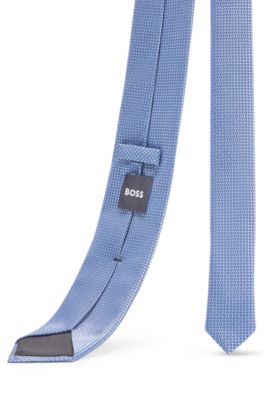 Silk-blend tie with all-over jacquard pattern, Light Blue