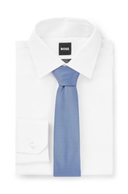 Silk-blend tie with all-over jacquard pattern, Light Blue