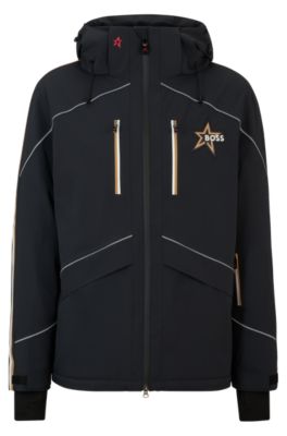 Hugo Boss Boss X Perfect Moment Hooded Down Ski Jacket With Special Branding In Black