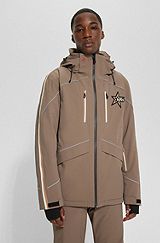 BOSS x Perfect Moment hooded down ski jacket with special branding, Light Beige