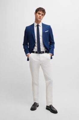 Camisa slim fit en popel&iacute;n de algod&oacute;n el&aacute;stico de planchado f&aacute;cil, Blanco