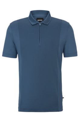 BOSS - Zip-neck polo shirt in stretch cotton