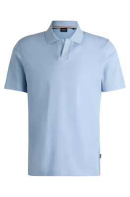 BOSS - Johnny-collar polo shirt in mixed-structure cotton