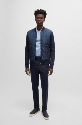 Polo de algod&oacute;n con mezcla de estructuras y cuello abierto, Celeste