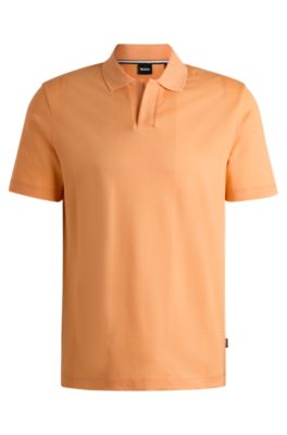 Hugo Boss Johnny-collar Polo Shirt In Mixed-structure Cotton In Orange