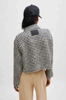 Oversized-fit jacket in a houndstooth cotton blend, Patterned
