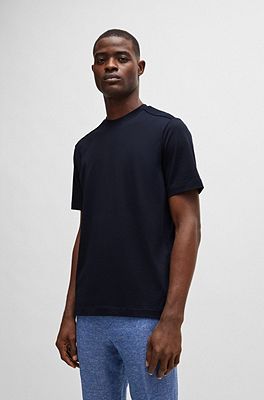 BOSS - Mixed-material T-shirt with mercerized stretch cotton