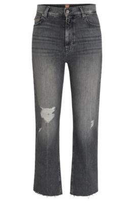 Hugo Boss Slim-fit Jeans In Gray Stretch Denim In Grey