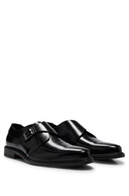 HUGO LEATHER MONK SHOES WITH BUCKLE AND SINGLE STRAP