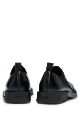 Leather Derby shoes with concealed laces, Black