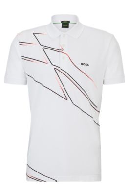 Hugo Boss Active-stretch Polo Shirt With Seasonal Artwork In White