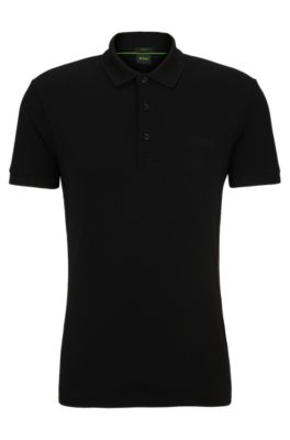 ■Hugo Boss■ Mesh Half Zip Polo Shirt 50491409404 SR23_5049 BOSS - Zip-neck knit polo shirt with waffle structure - Dark
