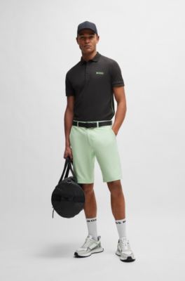 Polo slim fit de algod&oacute;n con logo de malla, Gris oscuro