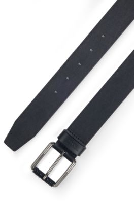 Ceinture Porsche&nbsp;x&nbsp;BOSS en cuir italien avec passant logot&eacute;, Bleu fonc&eacute;