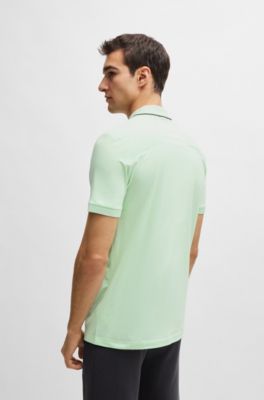 Polo Slim Fit &agrave; encolure zipp&eacute;e avec d&eacute;tails en mesh, Chaux
