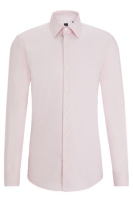 Shop Hugo Boss Slim-fit Shirt In Easy-iron Stretch-cotton Twill In Light Pink