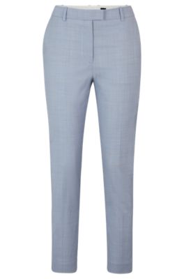 Shop Hugo Boss Regular-fit Trousers In Melange Virgin Wool In Patterned