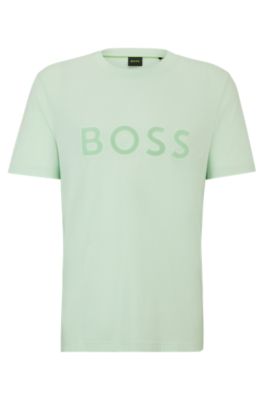 HUGO BOSS COTTON-JERSEY REGULAR-FIT T-SHIRT WITH MESH LOGO