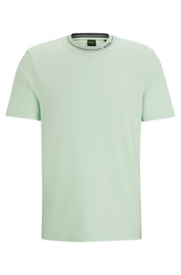 Tシャツ・カットソー BOSS Men T-shirt Green 50517970 311 BOSS - Relaxed-fit T-shirt in stretch cotton with logo print