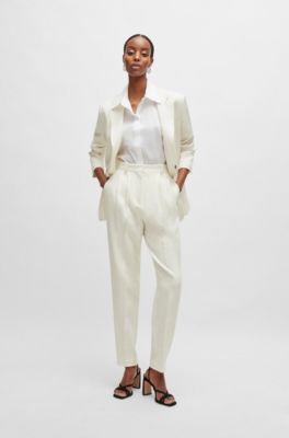 BOSS - Tapered-fit trousers in linen-blend twill