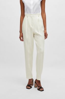 BOSS - Tapered-fit trousers in linen-blend twill