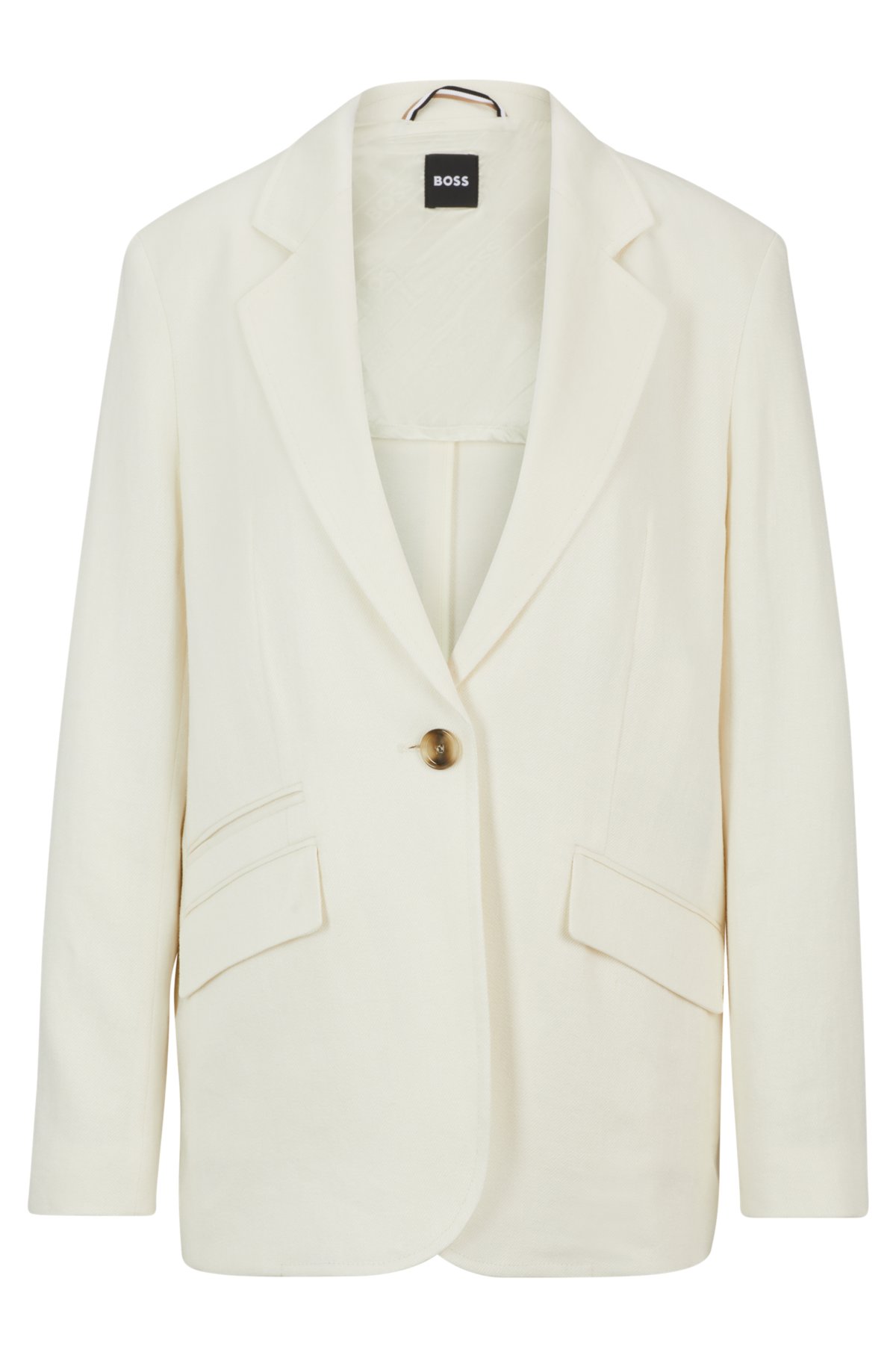 BOSS - Relaxed-fit jacket in linen-blend twill