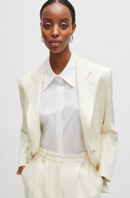 BOSS - Relaxed-fit jacket in linen-blend twill