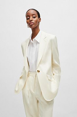 Relaxed-fit jacket in linen-blend twill