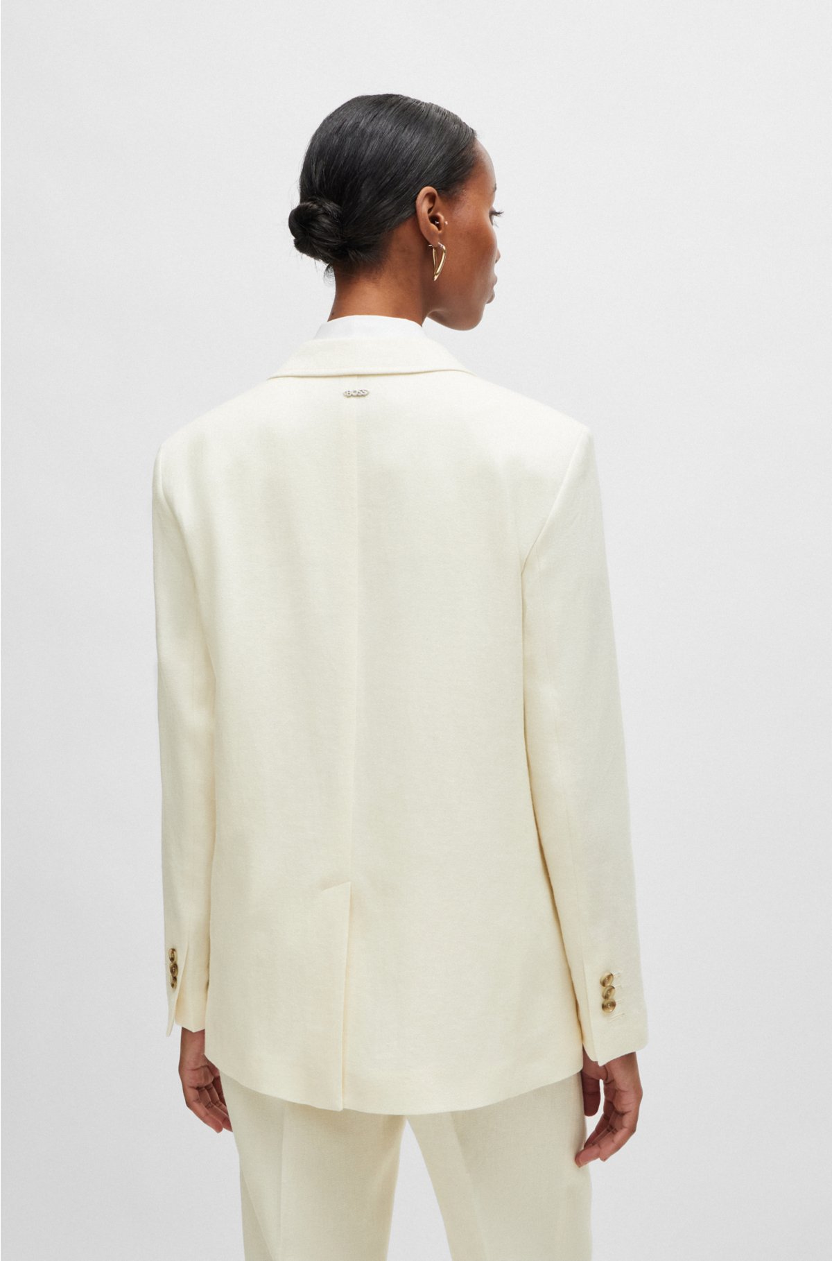 Relaxed-fit jacket in linen-blend twill