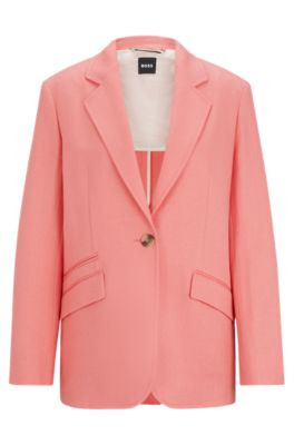 Hugo Boss Relaxed-fit Jacket In Linen-blend Twill In Light Purple