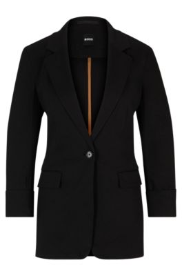 Regular-fit jacket in a linen blend, Black