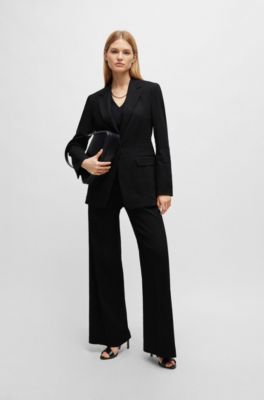 Regular-fit jacket in a linen blend, Black