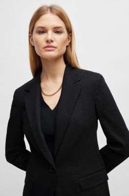 Regular-fit jacket in a linen blend, Black