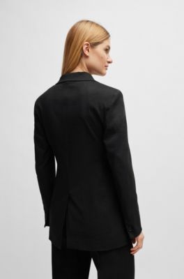 Regular-fit jacket in a linen blend, Black